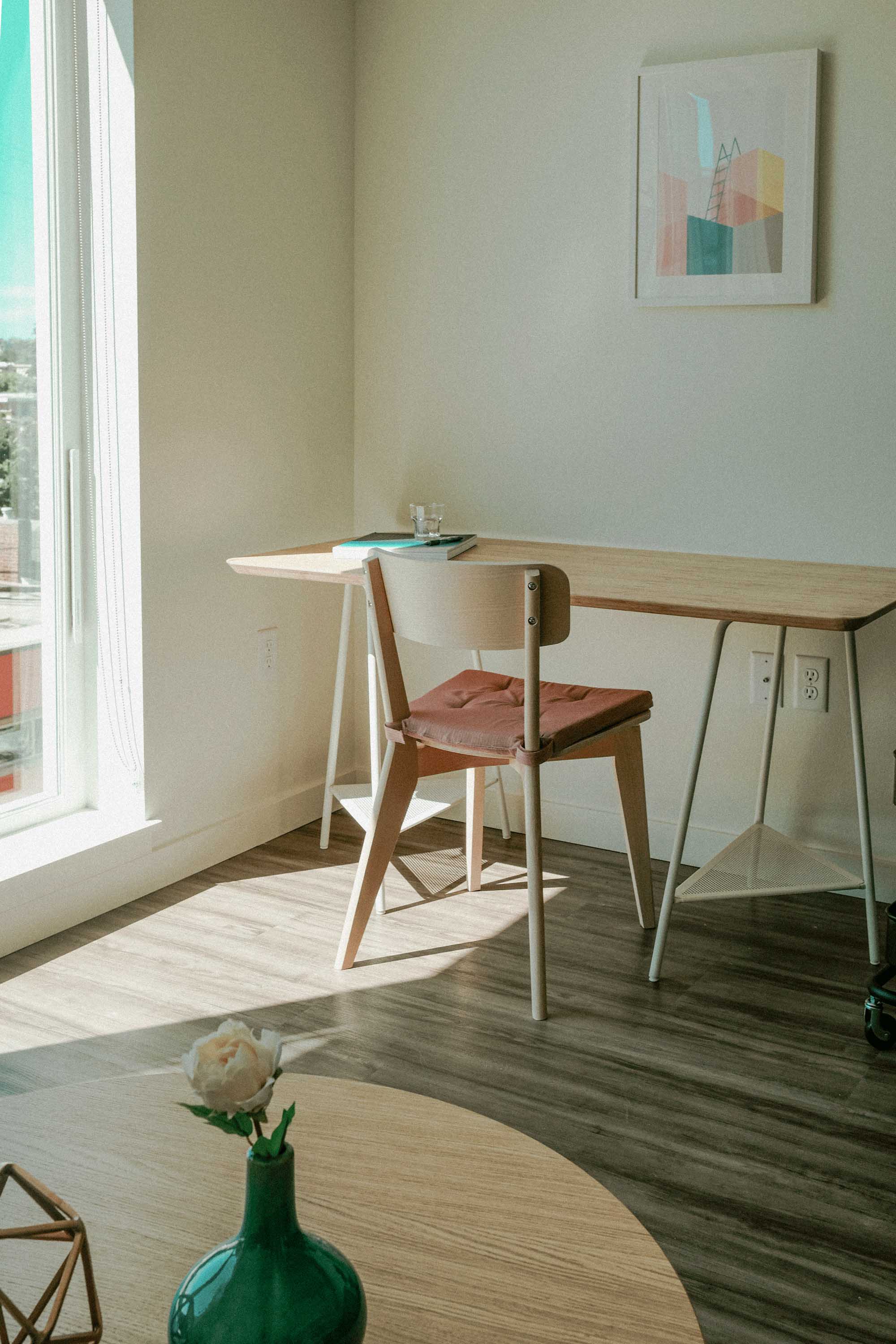 Living room with desk