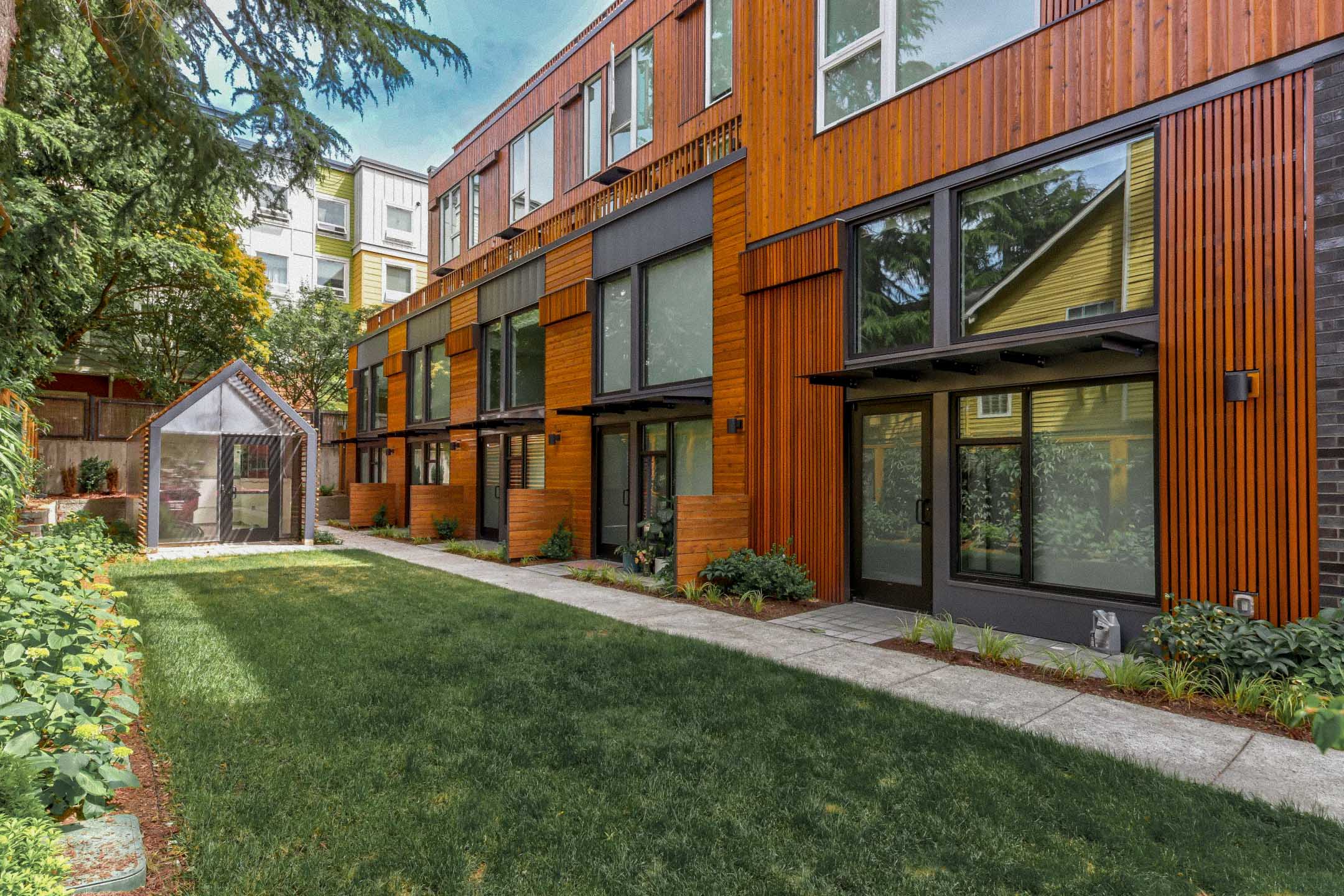 Landscaped garden courtyard with native plantings