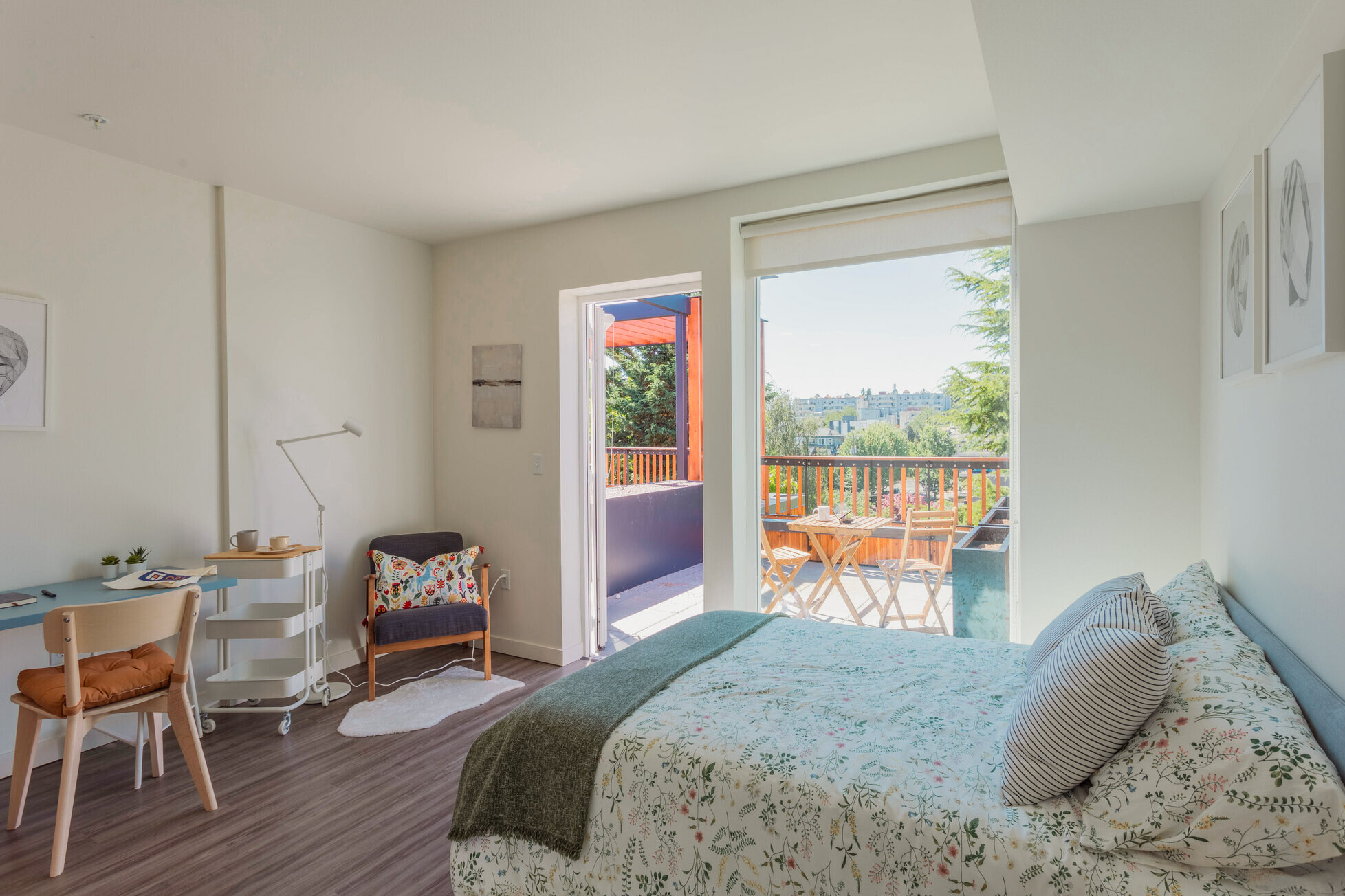 Studio model unit with Patio